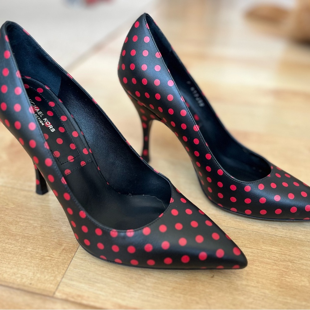 Michael Kors Collection Leather Black and Red Stiletto Heels